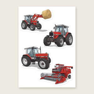 Furrow & Fields Sticker Sheet A5 (5.83″×8.27″) Massey Ferguson Illustrated No. 19 | Kiss-Cut Sticker Sheet Quality Farmers Merch