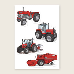 Furrow & Fields Sticker Sheet A5 (5.83″×8.27″) Massey Ferguson Illustrated No. 24 | Kiss-Cut Sticker Sheet Quality Farmers Merch