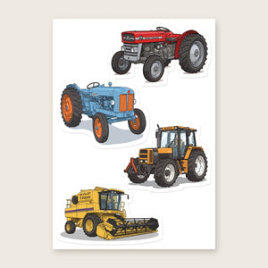 Furrow & Fields Sticker Sheet A5 (5.83″×8.27″) Tractor Mix Illustrated No. 105 | Kiss-Cut Sticker Sheet Quality Farmers Merch