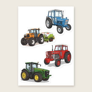 Furrow & Fields Sticker Sheet A5 (5.83″×8.27″) Tractor Mix Illustrated No. 107 | Kiss-Cut Sticker Sheet Quality Farmers Merch