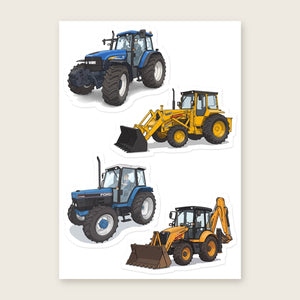 Furrow & Fields Sticker Sheet A5 (5.83″×8.27″) Tractor Mix Illustrated No. 113 | Kiss-Cut Sticker Sheet Quality Farmers Merch