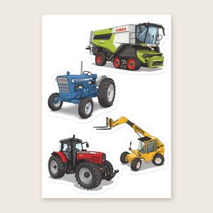 Furrow & Fields Sticker Sheet A5 (5.83″×8.27″) Tractor Mix Illustrated No. 115 | Kiss-Cut Sticker Sheet Quality Farmers Merch
