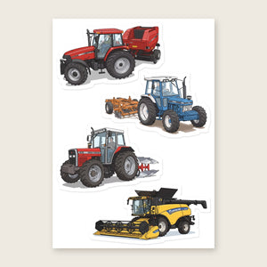 Furrow & Fields Sticker Sheet A5 (5.83″×8.27″) Tractor Mix Illustrated No. 116 | Kiss-Cut Sticker Sheet Quality Farmers Merch