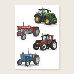Furrow & Fields Sticker Sheet A5 (5.83″×8.27″) Tractor Mix Illustrated No. 118 | Kiss-Cut Sticker Sheet Quality Farmers Merch