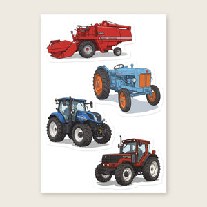 Furrow & Fields Sticker Sheet A5 (5.83″×8.27″) Tractor Mix Illustrated No. 119 | Kiss-Cut Sticker Sheet Quality Farmers Merch