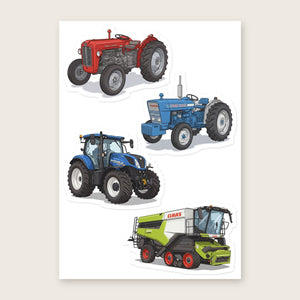 Furrow & Fields Sticker Sheet A5 (5.83″×8.27″) Tractor Mix Illustrated No. 123 | Kiss-Cut Sticker Sheet Quality Farmers Merch