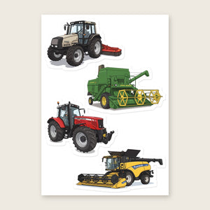 Furrow & Fields Sticker Sheet A5 (5.83″×8.27″) Tractor Mix Illustrated No. 129 | Kiss-Cut Sticker Sheet Quality Farmers Merch