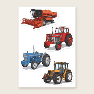 Furrow & Fields Sticker Sheet A5 (5.83″×8.27″) Tractor Mix Illustrated No. 131 | Kiss-Cut Sticker Sheet Quality Farmers Merch