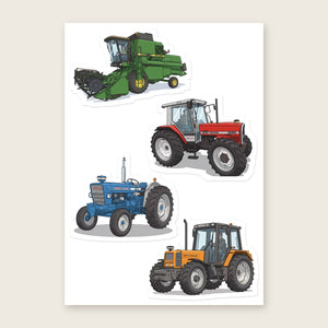 Furrow & Fields Sticker Sheet A5 (5.83″×8.27″) Tractor Mix Illustrated No. 134 | Kiss-Cut Sticker Sheet Quality Farmers Merch