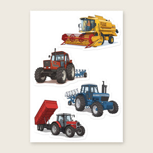 Furrow & Fields Sticker Sheet A5 (5.83″×8.27″) Tractor Mix Illustrated No. 137 | Kiss-Cut Sticker Sheet Quality Farmers Merch