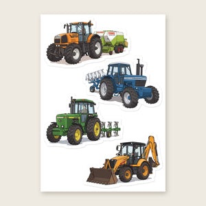 Furrow & Fields Sticker Sheet A5 (5.83″×8.27″) Tractor Mix Illustrated No. 14 | Kiss-Cut Sticker Sheet Quality Farmers Merch