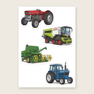 Furrow & Fields Sticker Sheet A5 (5.83″×8.27″) Tractor Mix Illustrated No. 141 | Kiss-Cut Sticker Sheet Quality Farmers Merch