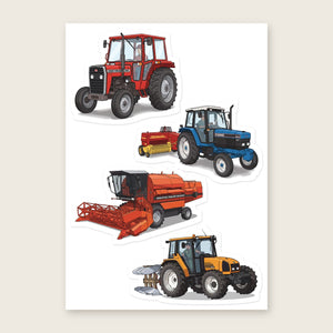 Furrow & Fields Sticker Sheet A5 (5.83″×8.27″) Tractor Mix Illustrated No. 142 | Kiss-Cut Sticker Sheet Quality Farmers Merch