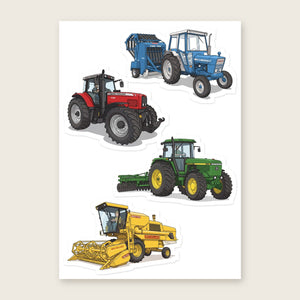 Furrow & Fields Sticker Sheet A5 (5.83″×8.27″) Tractor Mix Illustrated No. 144 | Kiss-Cut Sticker Sheet Quality Farmers Merch