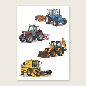 Furrow & Fields Sticker Sheet A5 (5.83″×8.27″) Tractor Mix Illustrated No. 145 | Kiss-Cut Sticker Sheet Quality Farmers Merch