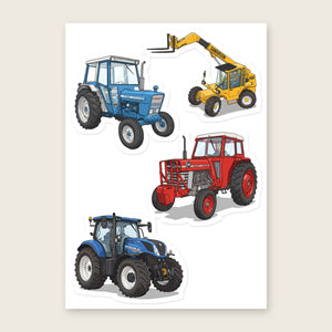 Furrow & Fields Sticker Sheet A5 (5.83″×8.27″) Tractor Mix Illustrated No. 148 | Kiss-Cut Sticker Sheet Quality Farmers Merch
