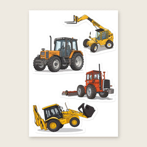 Furrow & Fields Sticker Sheet A5 (5.83″×8.27″) Tractor Mix Illustrated No. 15 | Kiss-Cut Sticker Sheet Quality Farmers Merch