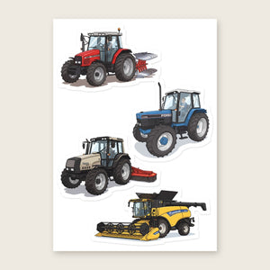 Furrow & Fields Sticker Sheet A5 (5.83″×8.27″) Tractor Mix Illustrated No. 151 | Kiss-Cut Sticker Sheet Quality Farmers Merch