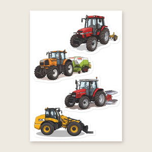 Furrow & Fields Sticker Sheet A5 (5.83″×8.27″) Tractor Mix Illustrated No. 16 | Kiss-Cut Sticker Sheet Quality Farmers Merch