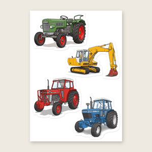 Furrow & Fields Sticker Sheet A5 (5.83″×8.27″) Tractor Mix Illustrated No. 162 | Kiss-Cut Sticker Sheet Quality Farmers Merch