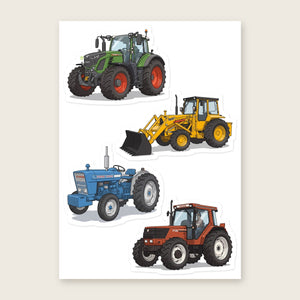 Furrow & Fields Sticker Sheet A5 (5.83″×8.27″) Tractor Mix Illustrated No. 163 | Kiss-Cut Sticker Sheet Quality Farmers Merch