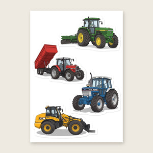 Furrow & Fields Sticker Sheet A5 (5.83″×8.27″) Tractor Mix Illustrated No. 170 | Kiss-Cut Sticker Sheet Quality Farmers Merch