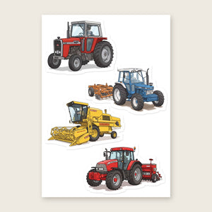 Furrow & Fields Sticker Sheet A5 (5.83″×8.27″) Tractor Mix Illustrated No. 174 | Kiss-Cut Sticker Sheet Quality Farmers Merch