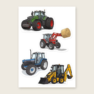 Furrow & Fields Sticker Sheet A5 (5.83″×8.27″) Tractor Mix Illustrated No. 175 | Kiss-Cut Sticker Sheet Quality Farmers Merch