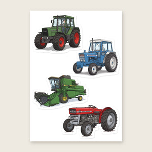 Furrow & Fields Sticker Sheet A5 (5.83″×8.27″) Tractor Mix Illustrated No. 181 | Kiss-Cut Sticker Sheet Quality Farmers Merch
