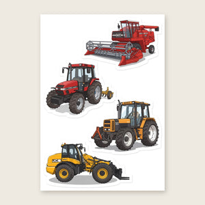 Furrow & Fields Sticker Sheet A5 (5.83″×8.27″) Tractor Mix Illustrated No. 182 | Kiss-Cut Sticker Sheet Quality Farmers Merch
