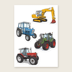 Furrow & Fields Sticker Sheet A5 (5.83″×8.27″) Tractor Mix Illustrated No. 186 | Kiss-Cut Sticker Sheet Quality Farmers Merch
