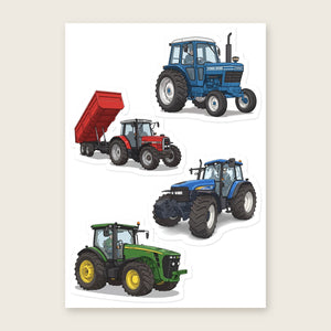 Furrow & Fields Sticker Sheet A5 (5.83″×8.27″) Tractor Mix Illustrated No. 188 | Kiss-Cut Sticker Sheet Quality Farmers Merch