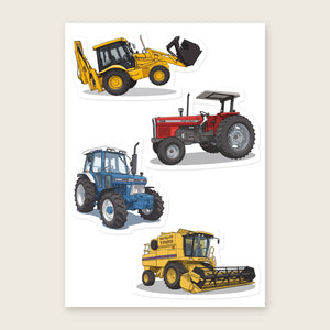 Furrow & Fields Sticker Sheet A5 (5.83″×8.27″) Tractor Mix Illustrated No. 191 | Kiss-Cut Sticker Sheet Quality Farmers Merch