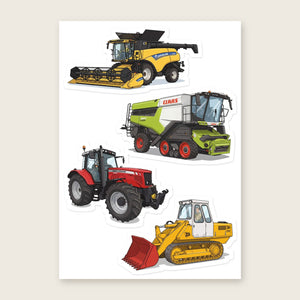 Furrow & Fields Sticker Sheet A5 (5.83″×8.27″) Tractor Mix Illustrated No. 193 | Kiss-Cut Sticker Sheet Quality Farmers Merch