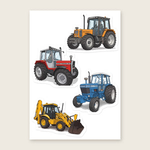 Furrow & Fields Sticker Sheet A5 (5.83″×8.27″) Tractor Mix Illustrated No. 195 | Kiss-Cut Sticker Sheet Quality Farmers Merch
