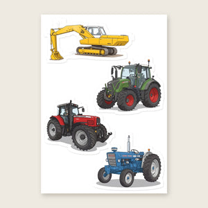 Furrow & Fields Sticker Sheet A5 (5.83″×8.27″) Tractor Mix Illustrated No. 197 | Kiss-Cut Sticker Sheet Quality Farmers Merch