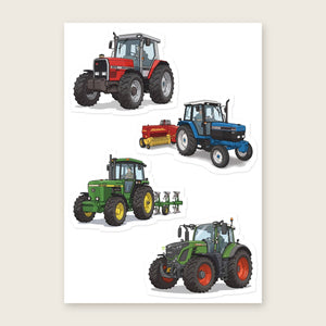 Furrow & Fields Sticker Sheet A5 (5.83″×8.27″) Tractor Mix Illustrated No. 198 | Kiss-Cut Sticker Sheet Quality Farmers Merch