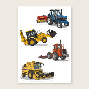 Furrow & Fields Sticker Sheet A5 (5.83″×8.27″) Tractor Mix Illustrated No. 200 | Kiss-Cut Sticker Sheet Quality Farmers Merch