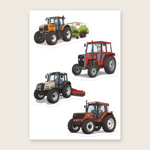 Furrow & Fields Sticker Sheet A5 (5.83″×8.27″) Tractor Mix Illustrated No. 201 | Kiss-Cut Sticker Sheet Quality Farmers Merch