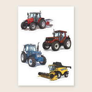 Furrow & Fields Sticker Sheet A5 (5.83″×8.27″) Tractor Mix Illustrated No. 202 | Kiss-Cut Sticker Sheet Quality Farmers Merch
