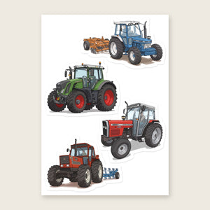 Furrow & Fields Sticker Sheet A5 (5.83″×8.27″) Tractor Mix Illustrated No. 204 | Kiss-Cut Sticker Sheet Quality Farmers Merch