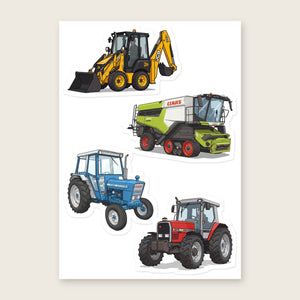 Furrow & Fields Sticker Sheet A5 (5.83″×8.27″) Tractor Mix Illustrated No. 217 | Kiss-Cut Sticker Sheet Quality Farmers Merch
