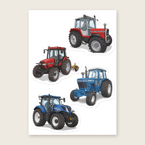 Furrow & Fields Sticker Sheet A5 (5.83″×8.27″) Tractor Mix Illustrated No. 218 | Kiss-Cut Sticker Sheet Quality Farmers Merch