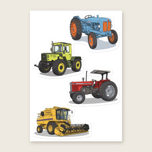 Furrow & Fields Sticker Sheet A5 (5.83″×8.27″) Tractor Mix Illustrated No. 219 | Kiss-Cut Sticker Sheet Quality Farmers Merch