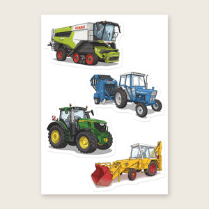 Furrow & Fields Sticker Sheet A5 (5.83″×8.27″) Tractor Mix Illustrated No. 22 | Kiss-Cut Sticker Sheet Quality Farmers Merch