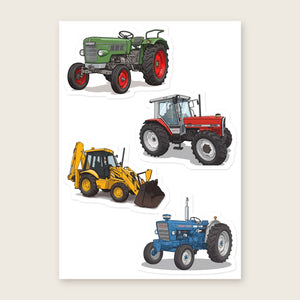 Furrow & Fields Sticker Sheet A5 (5.83″×8.27″) Tractor Mix Illustrated No. 220 | Kiss-Cut Sticker Sheet Quality Farmers Merch