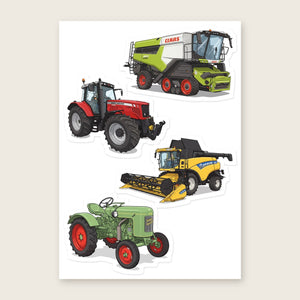 Furrow & Fields Sticker Sheet A5 (5.83″×8.27″) Tractor Mix Illustrated No. 221 | Kiss-Cut Sticker Sheet Quality Farmers Merch