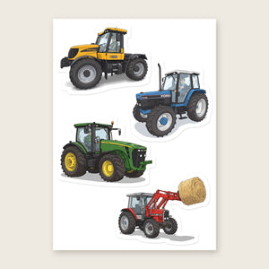 Furrow & Fields Sticker Sheet A5 (5.83″×8.27″) Tractor Mix Illustrated No. 222 | Kiss-Cut Sticker Sheet Quality Farmers Merch