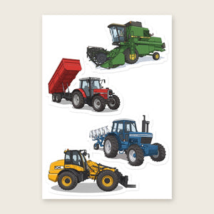 Furrow & Fields Sticker Sheet A5 (5.83″×8.27″) Tractor Mix Illustrated No. 223 | Kiss-Cut Sticker Sheet Quality Farmers Merch