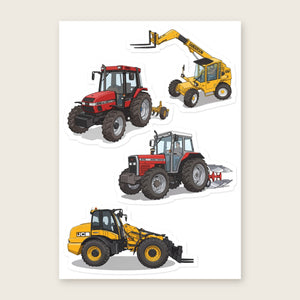 Furrow & Fields Sticker Sheet A5 (5.83″×8.27″) Tractor Mix Illustrated No. 23 | Kiss-Cut Sticker Sheet Quality Farmers Merch